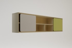 Полка между шкафами 1660 Эппл (Зеленый/Белый/корпус Клен) в Черлаке - cherlak.katalogmebeli.com | фото 2