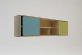 Полка между шкафами 1660 Смайли (Голубой/Зеленый/корпус Клен) в Черлаке - cherlak.katalogmebeli.com | фото 1
