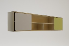 Полка между шкафами 1960 Эппл (Зеленый/Белый/корпус Клен) в Черлаке - cherlak.katalogmebeli.com | фото 2