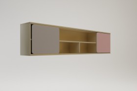 Полка между шкафами 1960 Грэйси (Розовый/Серый/корпус Клен) в Черлаке - cherlak.katalogmebeli.com | фото 2