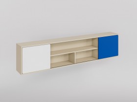 Полка между шкафами 1960 Скай (Синий/Белый/корпус Клен) в Черлаке - cherlak.katalogmebeli.com | фото 1