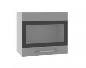 Ройс ВПГСФ 500 Шкаф верхний горизонтальный со стеклом с фотопечатью высокий (Белый софт/корпус Серый) в Черлаке - cherlak.katalogmebeli.com | фото
