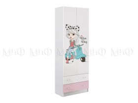 Шкаф 2-х створчатый Fashion-1 Вега (Белый/Розовый) в Черлаке - cherlak.katalogmebeli.com | фото 1