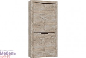 Шкаф 2-х створчатый комбинированный Хилтон (Дуб юкон/Гранж) в Черлаке - cherlak.katalogmebeli.com | фото