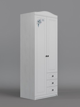 Шкаф 2-х створчатый с ящиками Бэлла (Выбеленное дерево/Белый) в Черлаке - cherlak.katalogmebeli.com | фото