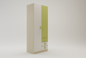 Шкаф 2-х створчатый с ящиками Эппл (Зеленый/Белый/корпус Клен) в Черлаке - cherlak.katalogmebeli.com | фото 2