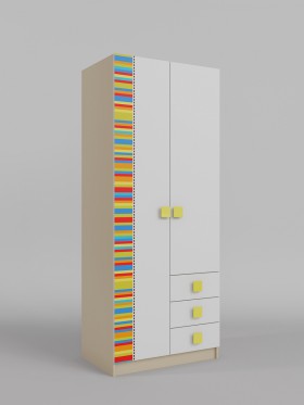 Шкаф 2-х створчатый с ящиками Клаксон без машинок (Белый/корпус Клен) в Черлаке - cherlak.katalogmebeli.com | фото 1