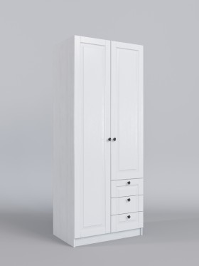 Шкаф 2-х створчатый с ящиками Классика (Белый/корпус Выбеленное дерево) в Черлаке - cherlak.katalogmebeli.com | фото 1