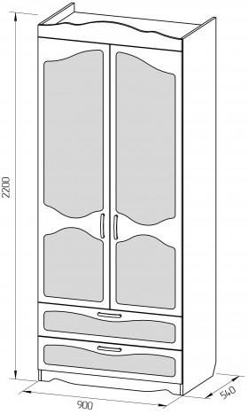 Шкаф 2-х створчатый с ящиками серии Иллюзия 31 Светло-сиреневый в Черлаке - cherlak.katalogmebeli.com | фото 2