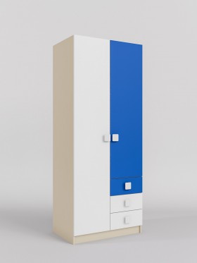Шкаф 2-х створчатый с ящиками Скай (Синий/Белый/корпус Клен) в Черлаке - cherlak.katalogmebeli.com | фото