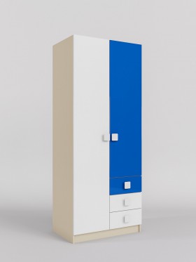 Шкаф 2-х створчатый с ящиками Скай люкс (Синий/Белый/корпус Клен) в Черлаке - cherlak.katalogmebeli.com | фото