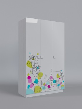 Шкаф 3-х створчатый с ящиками Флёр (Белый/корпус Выбеленное дерево) в Черлаке - cherlak.katalogmebeli.com | фото