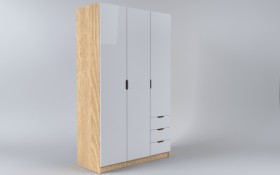 Шкаф 3-х створчатый с ящиками Лофт (Белый/корпус Дуб Сонома) в Черлаке - cherlak.katalogmebeli.com | фото