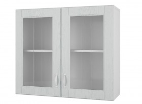 Шкаф 80 с 2-мя витринами Камелия (Арктик/корпус Белый) в Черлаке - cherlak.katalogmebeli.com | фото