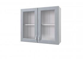 Шкаф 80 с 2-мя витринами Принцесса (Серый/корпус Белый) в Черлаке - cherlak.katalogmebeli.com | фото