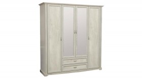 Шкаф для одежды "Сохо" (бетон пайн белый/2 ящика/зеркало) в Черлаке - cherlak.katalogmebeli.com | фото