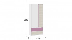 Шкаф для одежды комбинированный «Сканди» Дуб Гарден/Белый/Лиловый в Черлаке - cherlak.katalogmebeli.com | фото 5