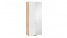 Шкаф для одежды с 1 глухой и 1 зеркальной дверями правый «Эмбер» Яблоня Беллуно/Белый глянец в Черлаке - cherlak.katalogmebeli.com | фото 1