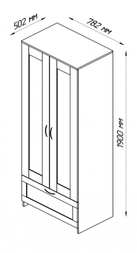 Шкаф двухдверный Сириус с 1 ящиком белый в Черлаке - cherlak.katalogmebeli.com | фото 2