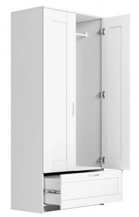 Шкаф двухдверный Сириус с 1 ящиком белый в Черлаке - cherlak.katalogmebeli.com | фото 3