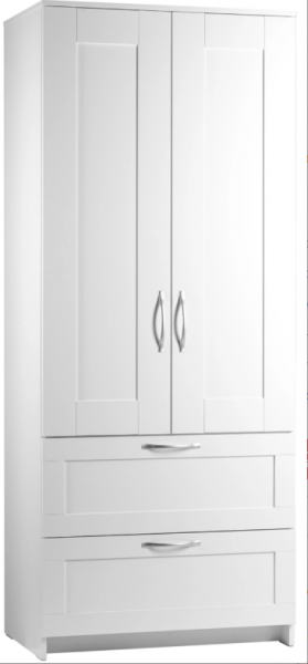 Шкаф двухдверный Сириус с 2 ящиками белый в Черлаке - cherlak.katalogmebeli.com | фото 1