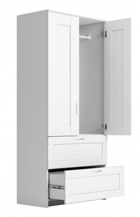 Шкаф двухдверный Сириус с 2 ящиками белый в Черлаке - cherlak.katalogmebeli.com | фото 2
