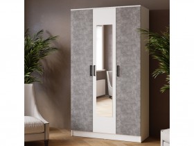 Шкаф комбинированный Ларс (1,2) с зеркалом белый/ателье светлое в Черлаке - cherlak.katalogmebeli.com | фото 3