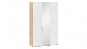 Шкаф комбинированный с 2 глухими и 1 зеркальной дверями правый «Эмбер» Яблоня Беллуно/Белый глянец в Черлаке - cherlak.katalogmebeli.com | фото