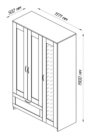 Шкаф трехдверный Сириус с зеркалом и 1 ящиком белый в Черлаке - cherlak.katalogmebeli.com | фото 2