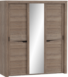 Шкаф трехдверный Соренто с раздвижными дверями Дуб стирлинг/Кофе структурный матовый в Черлаке - cherlak.katalogmebeli.com | фото