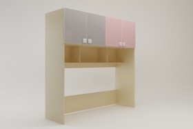 Система хранения над кроватью Грэйси (Розовый/Серый/корпус Клен) в Черлаке - cherlak.katalogmebeli.com | фото 2