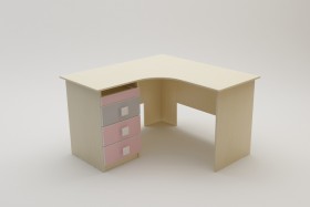 Стол угловой Грэйси (Розовый/Серый/корпус Клен) в Черлаке - cherlak.katalogmebeli.com | фото 2