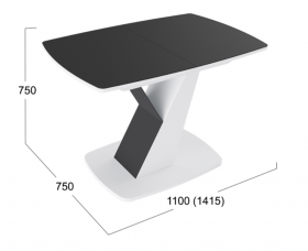 Стол обеденный «Гарда» Тип 1 (Белый/Стекло матовое черный графит) в Черлаке - cherlak.katalogmebeli.com | фото 3