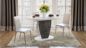 Стол обеденный «Монреаль» Тип 1 (Белый глянец/Моод темный) в Черлаке - cherlak.katalogmebeli.com | фото