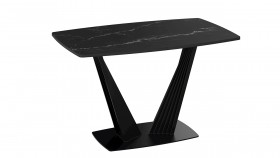 Стол раздвижной «Фабио» Тип 1 (Черный муар/Стекло черное) в Черлаке - cherlak.katalogmebeli.com | фото 5